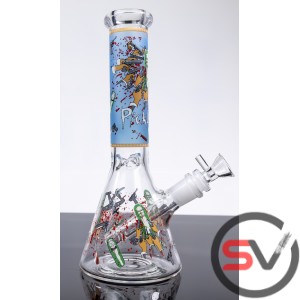 PICKLE RICK GLASS BEAKER WATER PIPE 10inch (GLOW IN DARK)